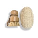 Natural Biodegradable Bamboo and Loofah Dish Brush Set